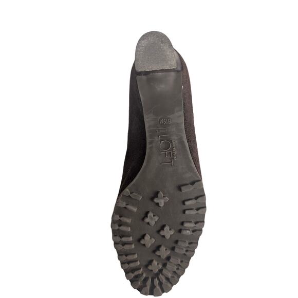 Ann Taylor Loft Dark Brown Suede Leather Heeled Ankle Boot Size 6.5 Fall - Picture 5 of 8